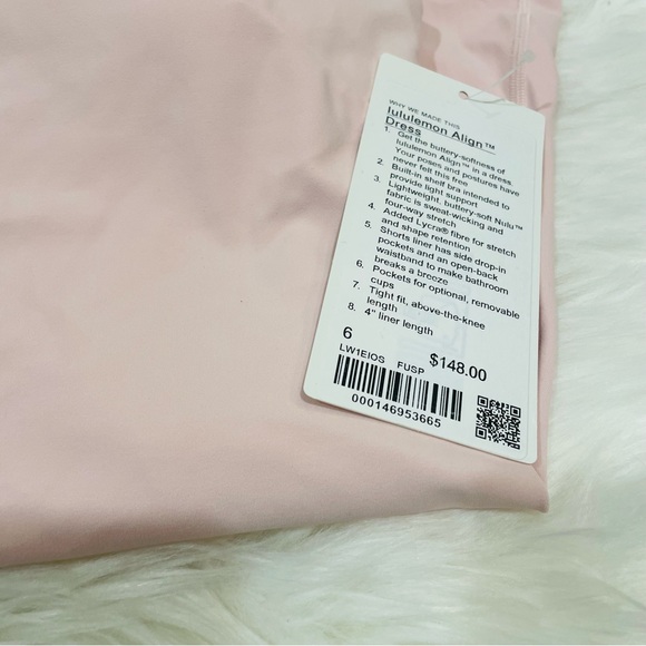 NWT LULULEMON ALIGN DRESS FLUSH PINK WITH BUILT IN SHORTS AND SHELF BRA SIZE 4 - Picture 4 of 5